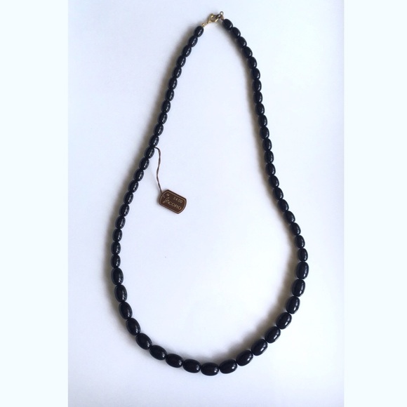 Vintage Coro Black Graduated Bead Necklace With Coro Price Tag - Picture 7 of 7